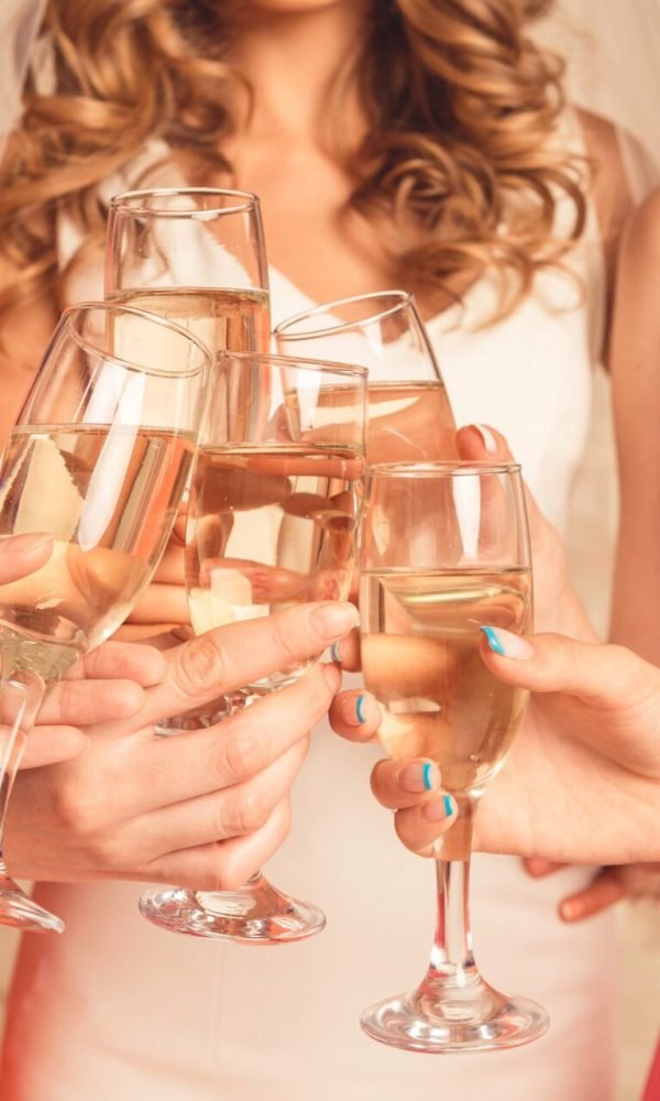 Friends celebrating a bachelorette party at a Palm Springs rental